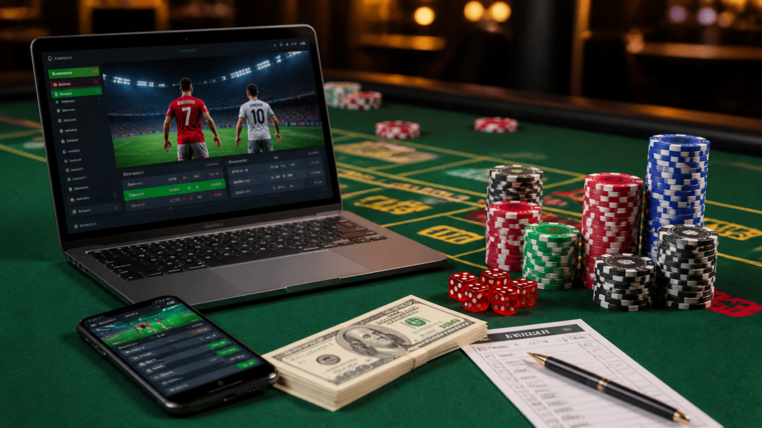 betting sites malaysia: What Readers Should Check Before Signing Up Casino betting setup with a mobile betting screen and chips