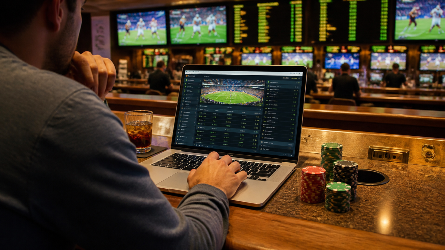 betting sites Singapore: A Guide to Safer Choices Sports betting website displayed on a laptop at a casino betting counter