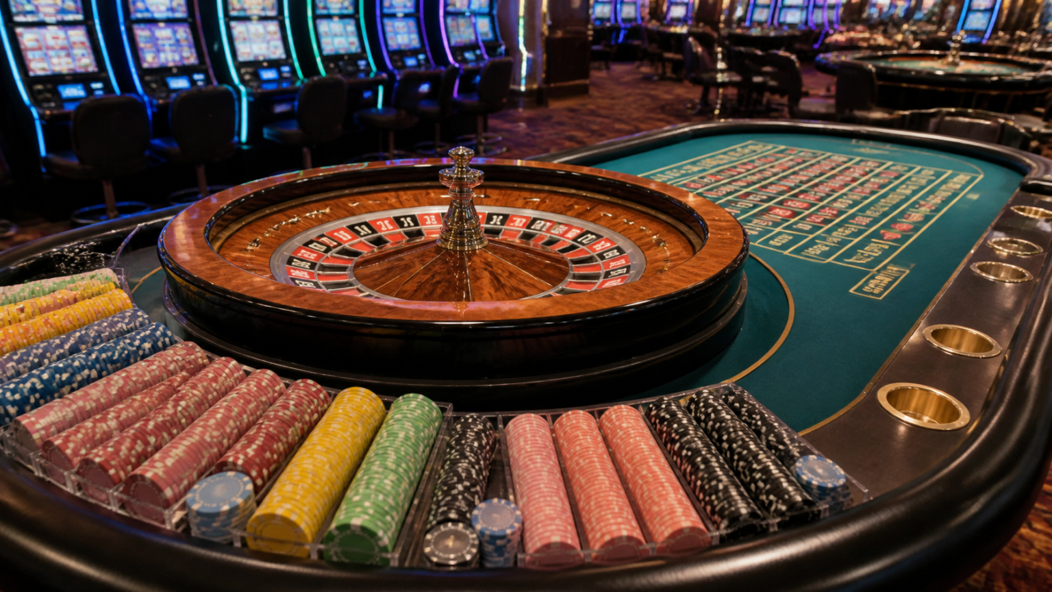 How to Choose the Best Online Casino for a Better Experience Casino gaming setup with slots and roulette table