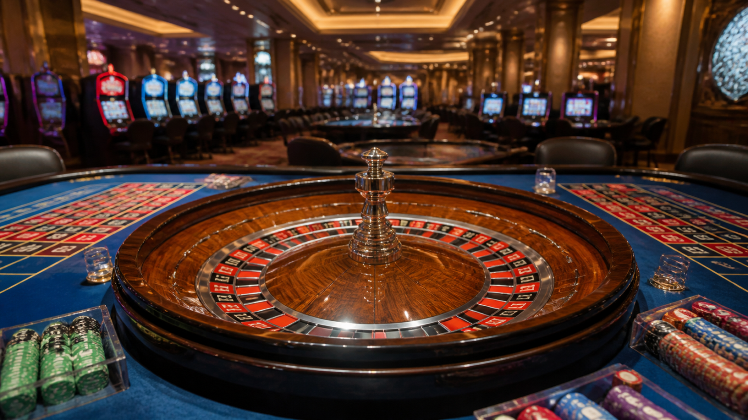 仮想通貨 カジノ コインを選ぶ際の比較ポイントと確認事項 Casino gaming setup with slots, cards, and roulette