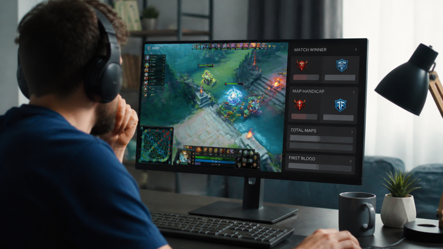 เดิมพันเกมอีสปอร์ต: อ่านข้อมูลก่อนตัดสินใจอย่างรอบคอบ ผู้ชมศึกษาการแข่งขันอีสปอร์ตและข้อมูลการเดิมพันบนหน้าจอ